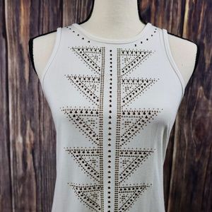 Charlotte Russe white racer back gold-studded tank